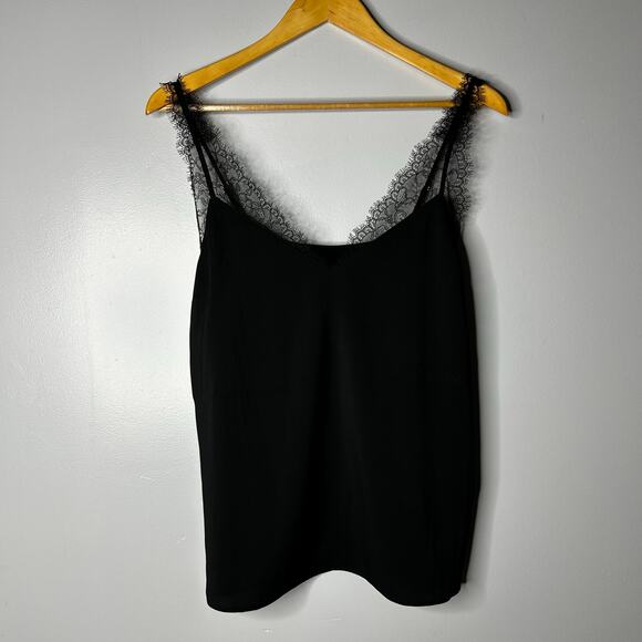 NWT Express Y2K Lace Trim Babydoll Tank Camisole Women’s Black Witchy 90s Dainty - Picture 2 of 8